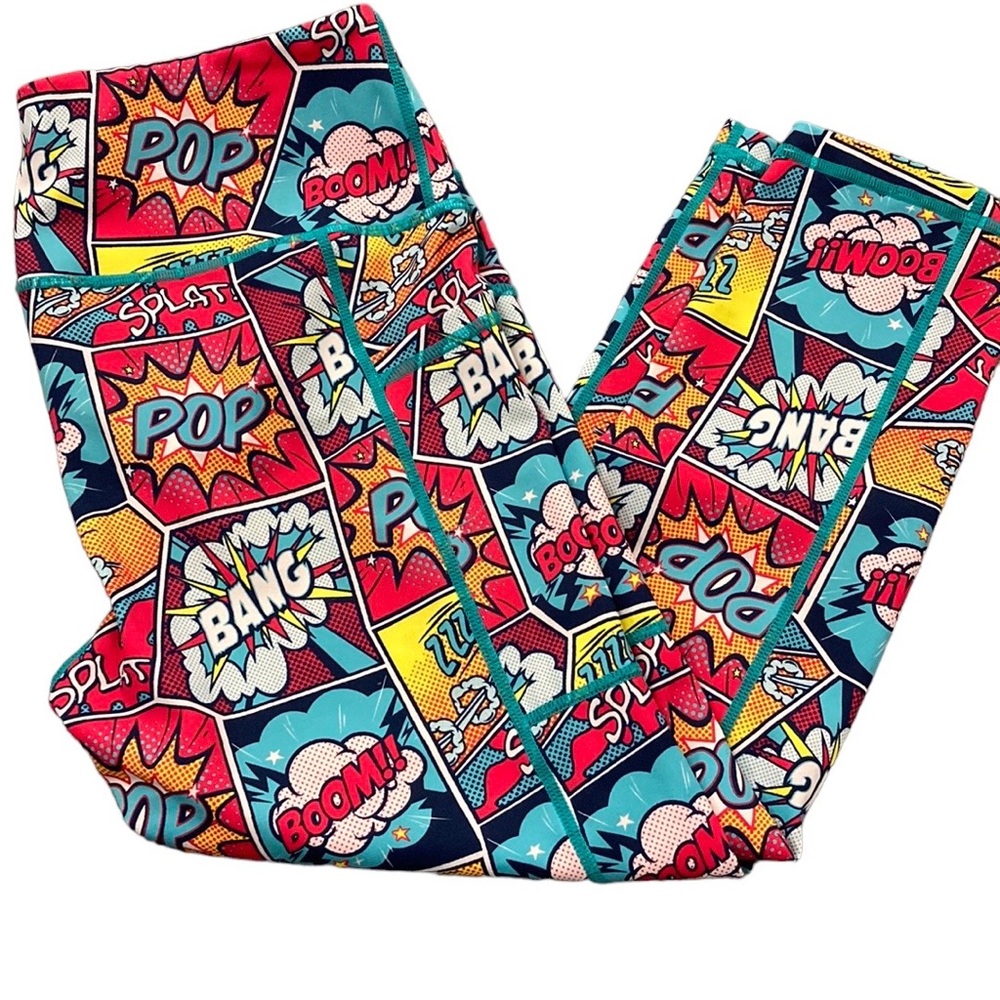 Constantly Varied Gear Womens Comic Pop Art Leggings - Red, Blue, Yellow, Black